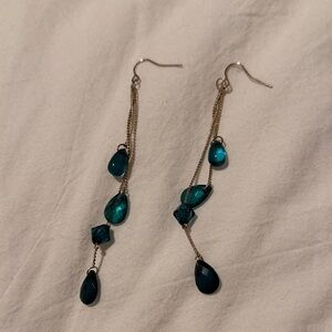Chic Silver and Teal Drop Earrings